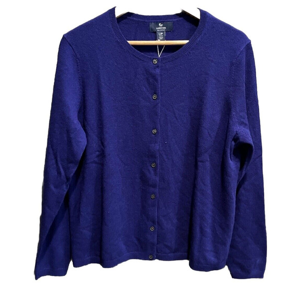Land's End Blue 100% Cashmere Cardigan Sweater & Tank Set Size L/P (14-16) - Picture 1 of 5
